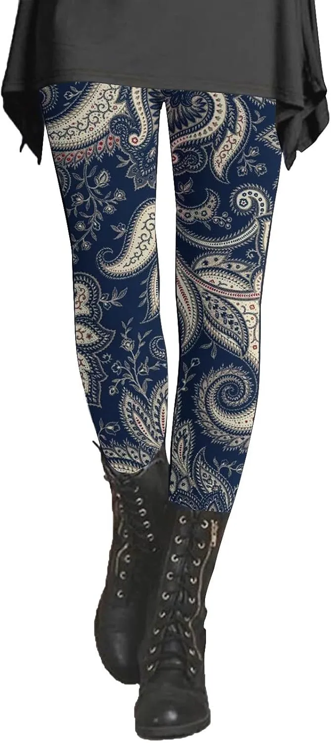 4x Leggings for Women Plus Size Pattern Design Leggings Pants Womens High Rise Leggings