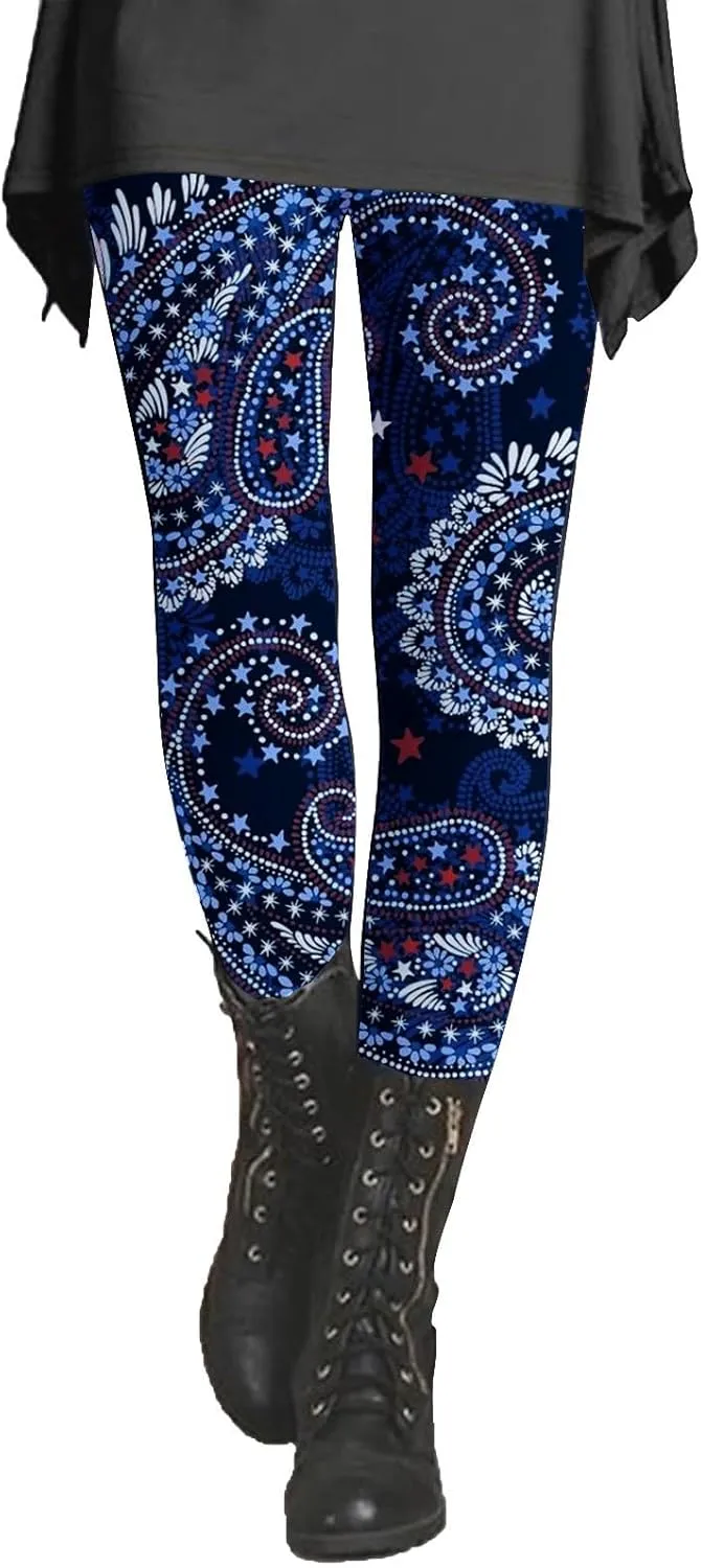 4x Leggings for Women Plus Size Pattern Design Leggings Pants Womens High Rise Leggings
