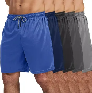 5 Pack Gym Shorts for Men 7 inch, Mens Athletic Running Shorts Dry Fit & Mesh Active Workout Shorts for Men with Pockets