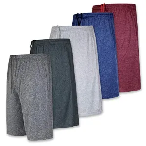 5 Pack: Quick Dry Fit Dri-Fit Big Boys Girls Youth Clothing Knit Active Athletic Performance Basketball Soccer Lacrosse Tennis Exercise Summer Gym Teen Shorts -Set 4- Medium (8/10)