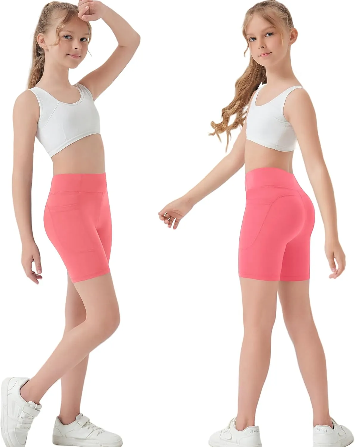 5" Girls Volleyball Shorts with Pockets, Kids Biker Athletic Spandex Running Cheer Dance Yoga Gymnastics Shorts