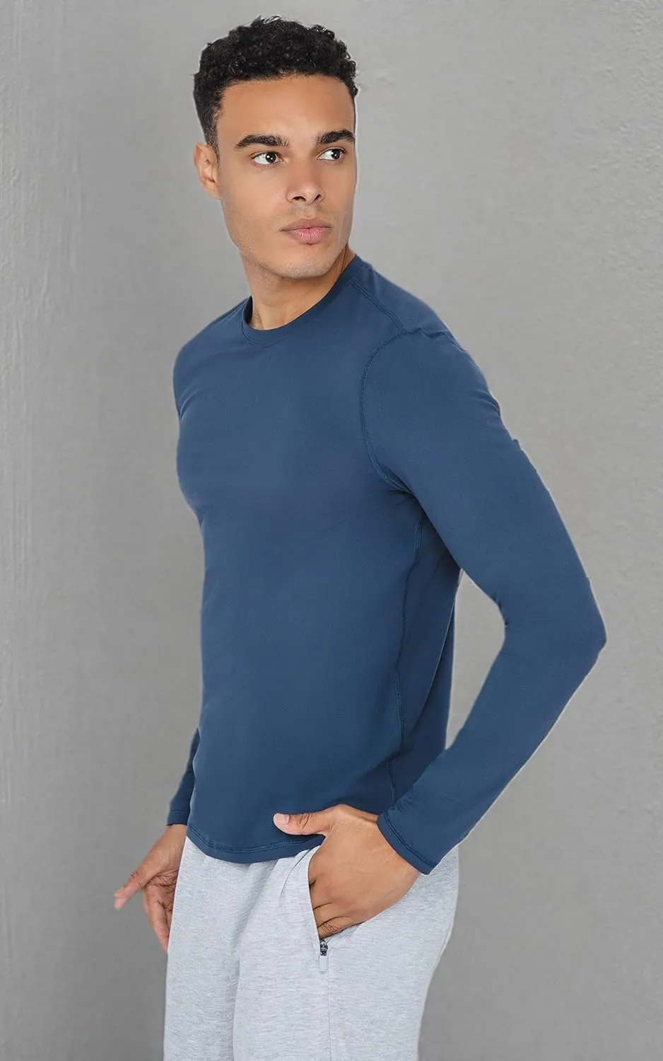 90 Degree By Reflex Mens Moisture Wicking Soft Crew Neck Dry Fit Long Sleeve Shirt for Men
