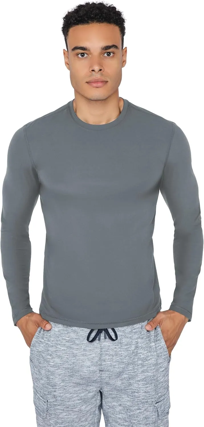 90 Degree By Reflex Mens Moisture Wicking Soft Crew Neck Dry Fit Long Sleeve Shirt for Men
