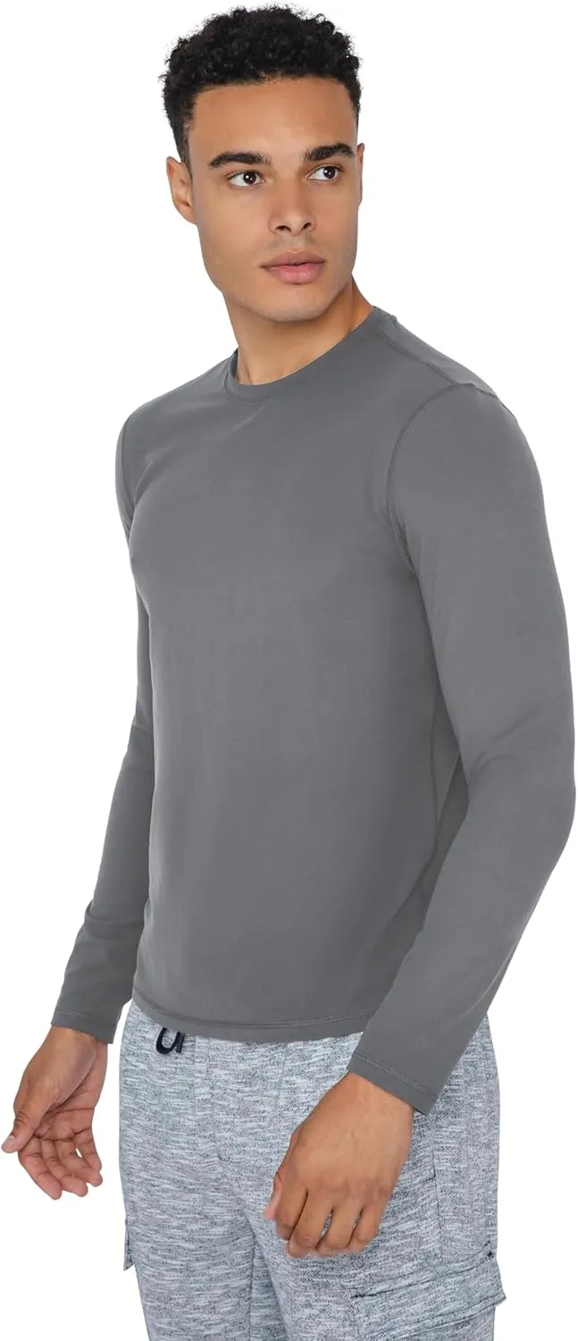 90 Degree By Reflex Mens Moisture Wicking Soft Crew Neck Dry Fit Long Sleeve Shirt for Men