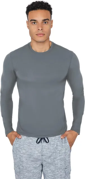 90 Degree By Reflex Mens Moisture Wicking Soft Crew Neck Dry Fit Long Sleeve Shirt for Men