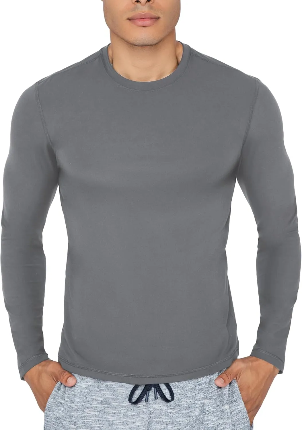 90 Degree By Reflex Mens Moisture Wicking Soft Crew Neck Dry Fit Long Sleeve Shirt for Men