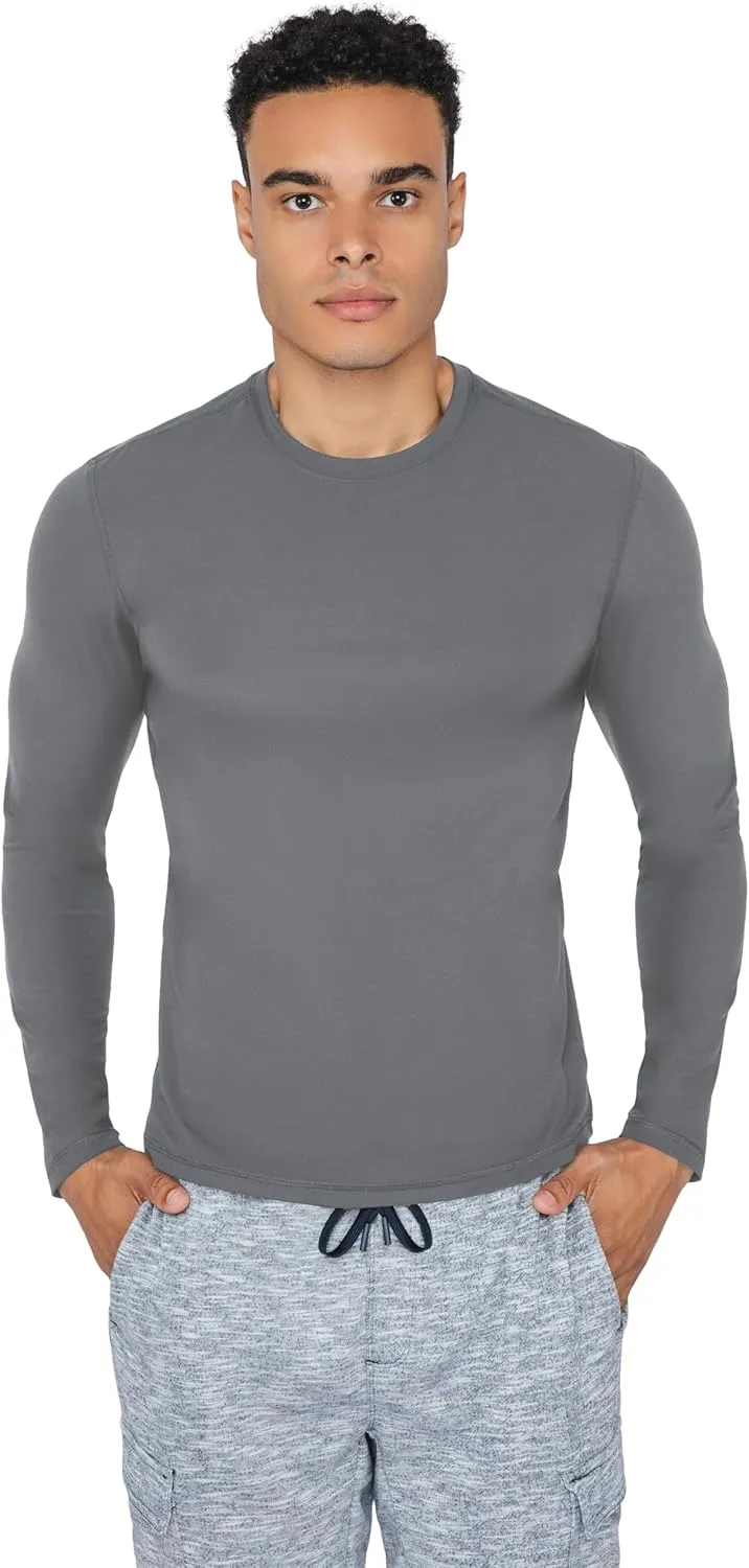 90 Degree By Reflex Mens Moisture Wicking Soft Crew Neck Dry Fit Long Sleeve Shirt for Men