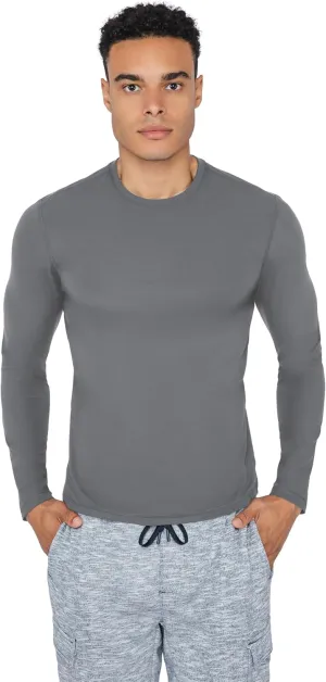90 Degree By Reflex Mens Moisture Wicking Soft Crew Neck Dry Fit Long Sleeve Shirt for Men