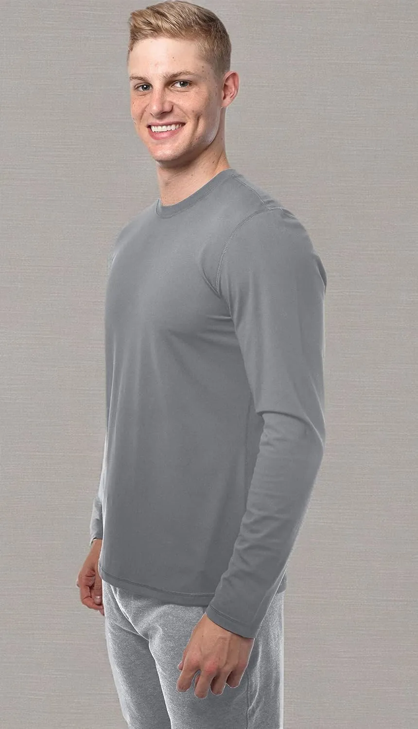 90 Degree By Reflex Mens Moisture Wicking Soft Crew Neck Dry Fit Long Sleeve Shirt for Men
