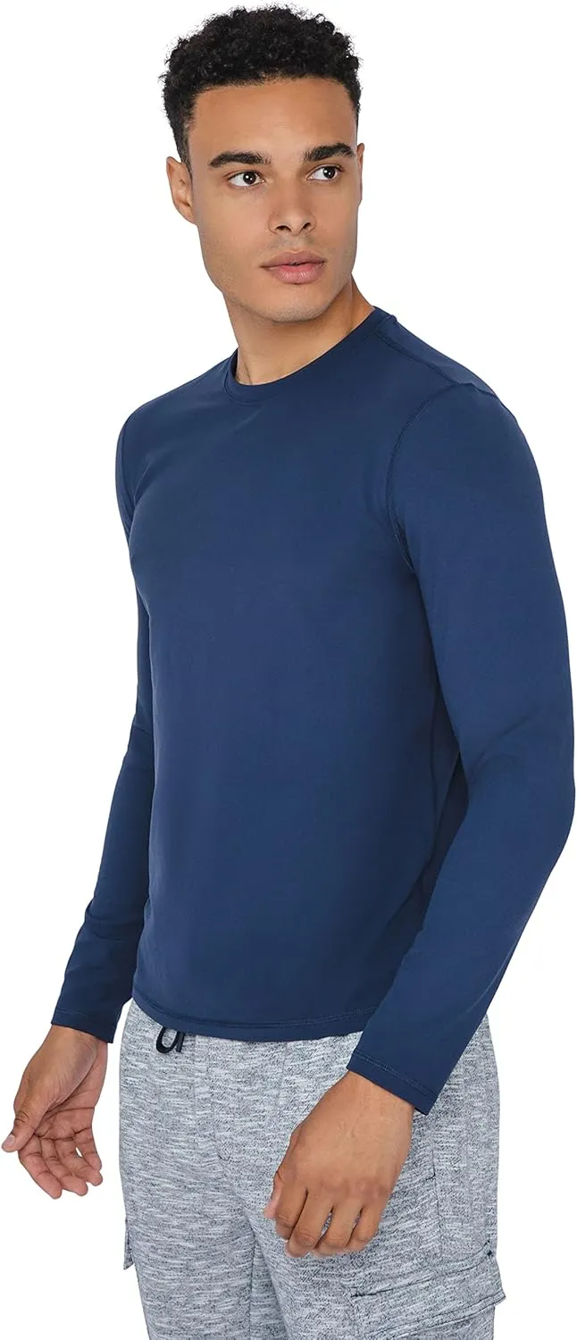 90 Degree By Reflex Mens Moisture Wicking Soft Crew Neck Dry Fit Long Sleeve Shirt for Men