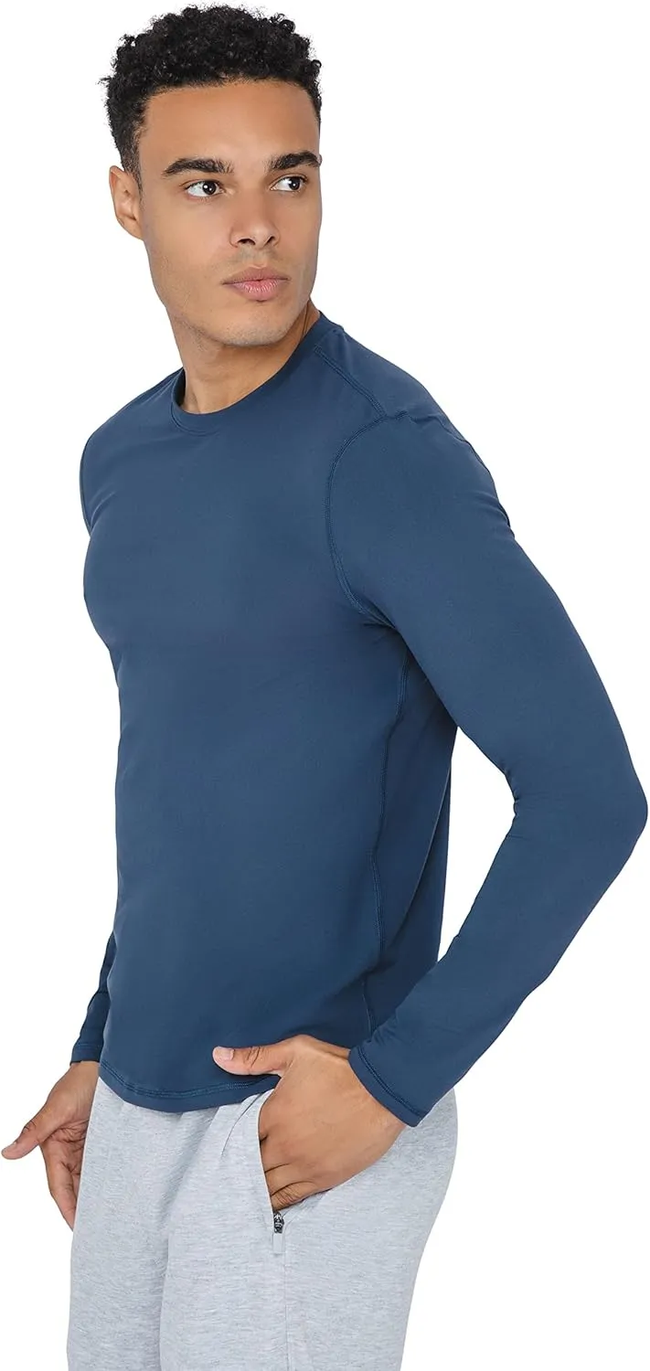 90 Degree By Reflex Mens Moisture Wicking Soft Crew Neck Dry Fit Long Sleeve Shirt for Men