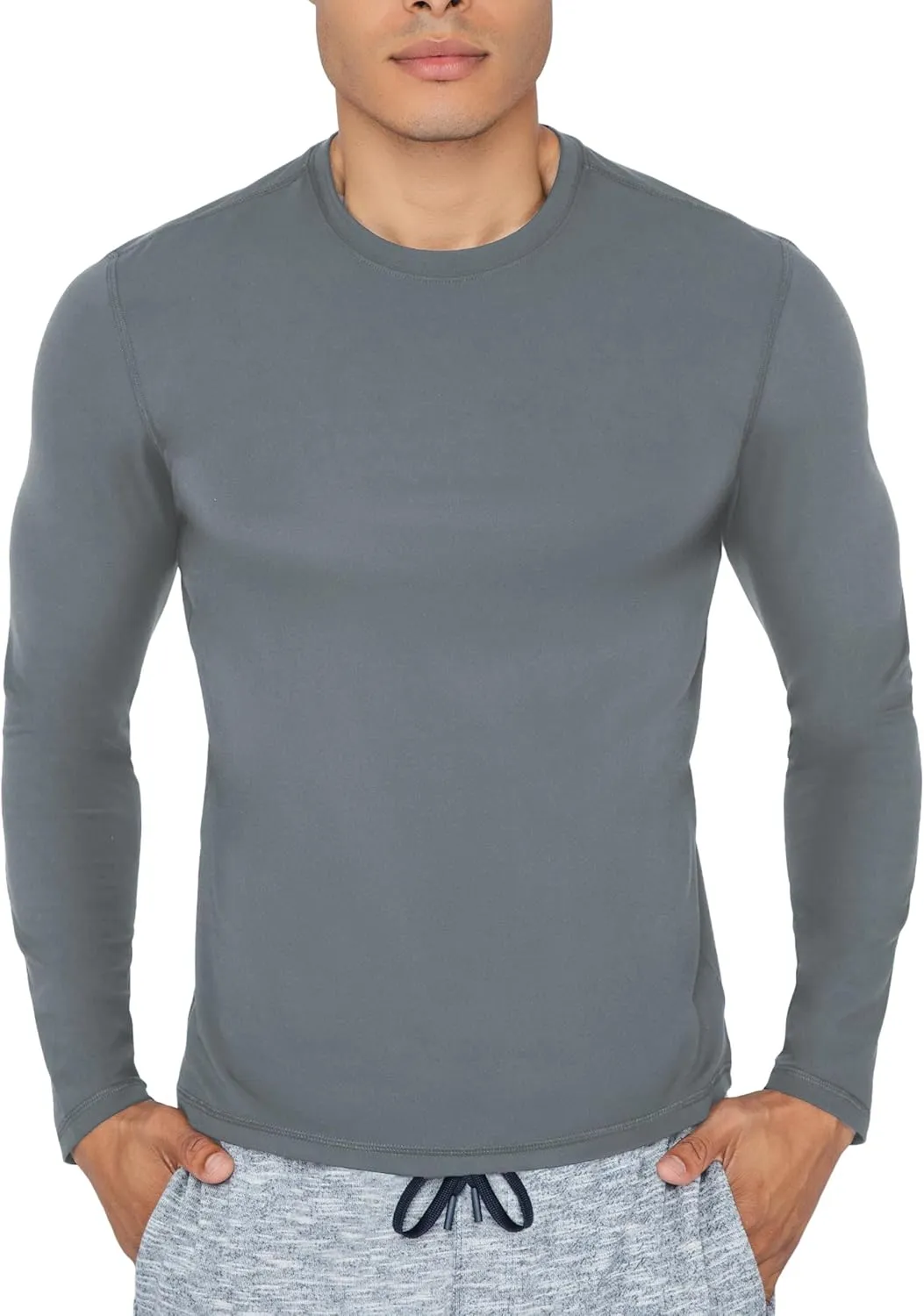90 Degree By Reflex Mens Moisture Wicking Soft Crew Neck Dry Fit Long Sleeve Shirt for Men