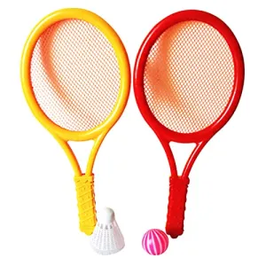 Abaodam 1 Pair of Kids Tennis Racket Set with Shuttlecock Ball Plastic Tennis Racquet Toy for Toddler Outdoor Sports Games for Children Random Color