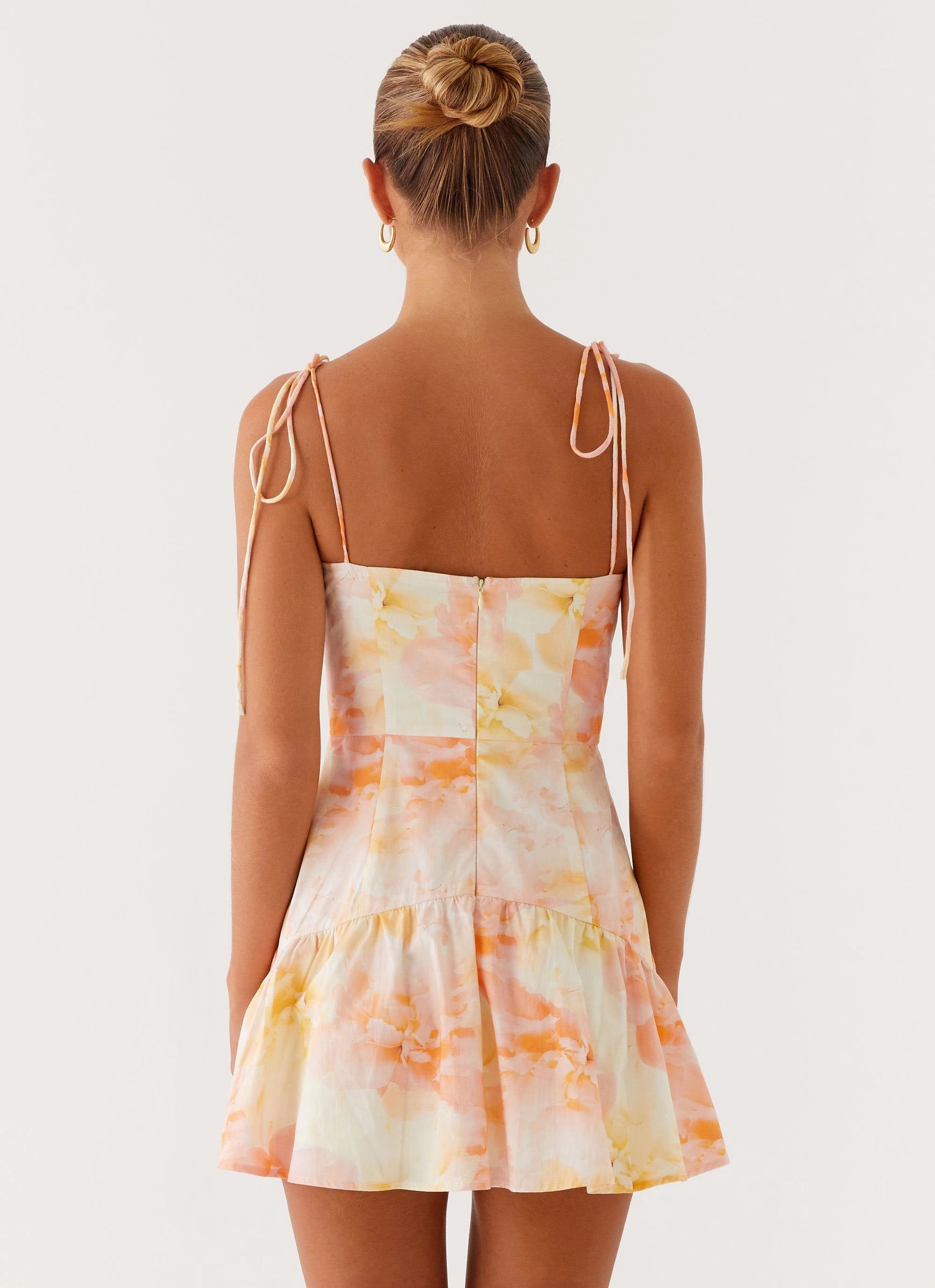 Stylish Waist Fit Delicate Details Abby Mini Dress - Floral Print