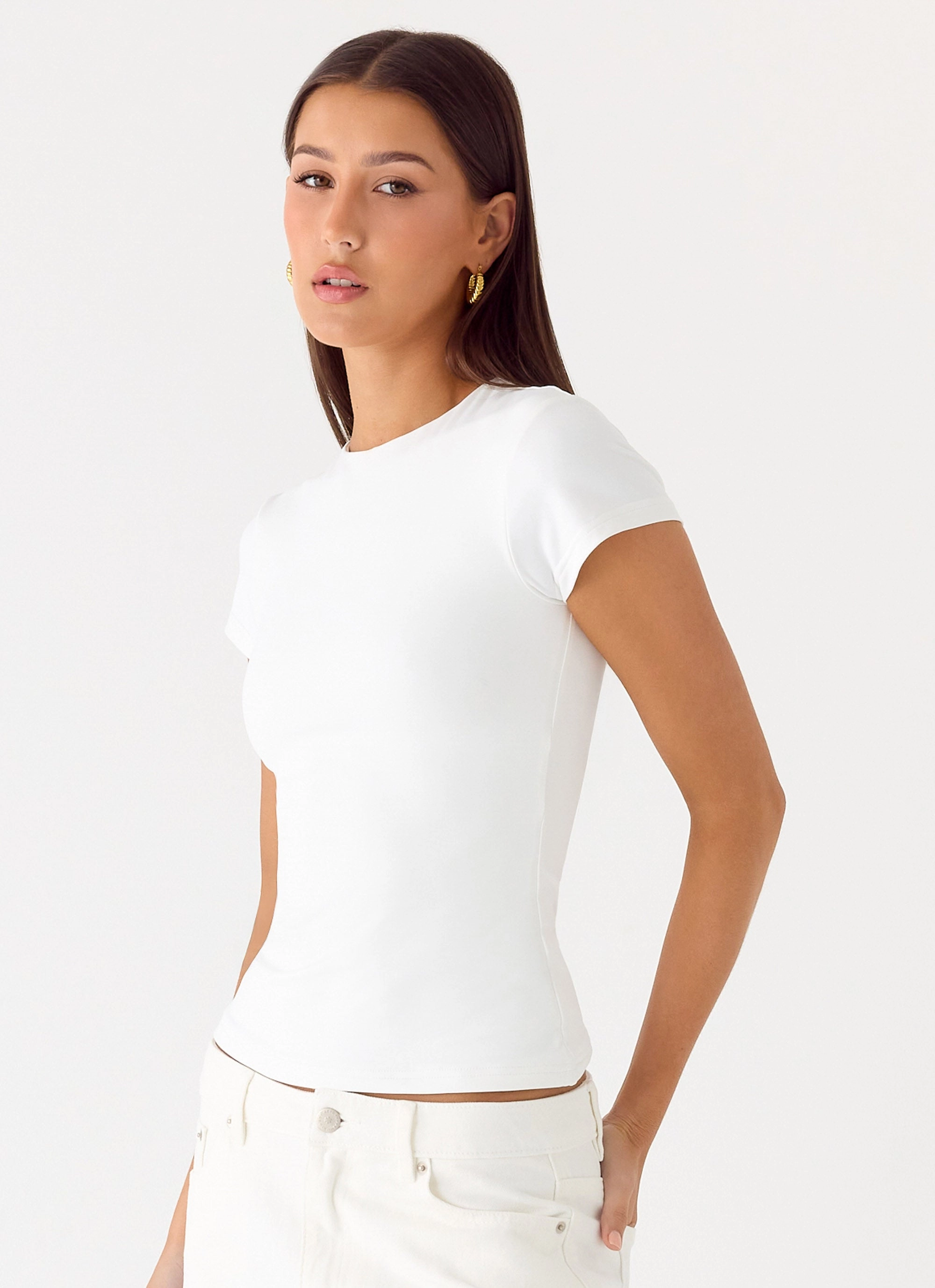 Flatlock Seam Technology Minimalist Cuff About You Top - White