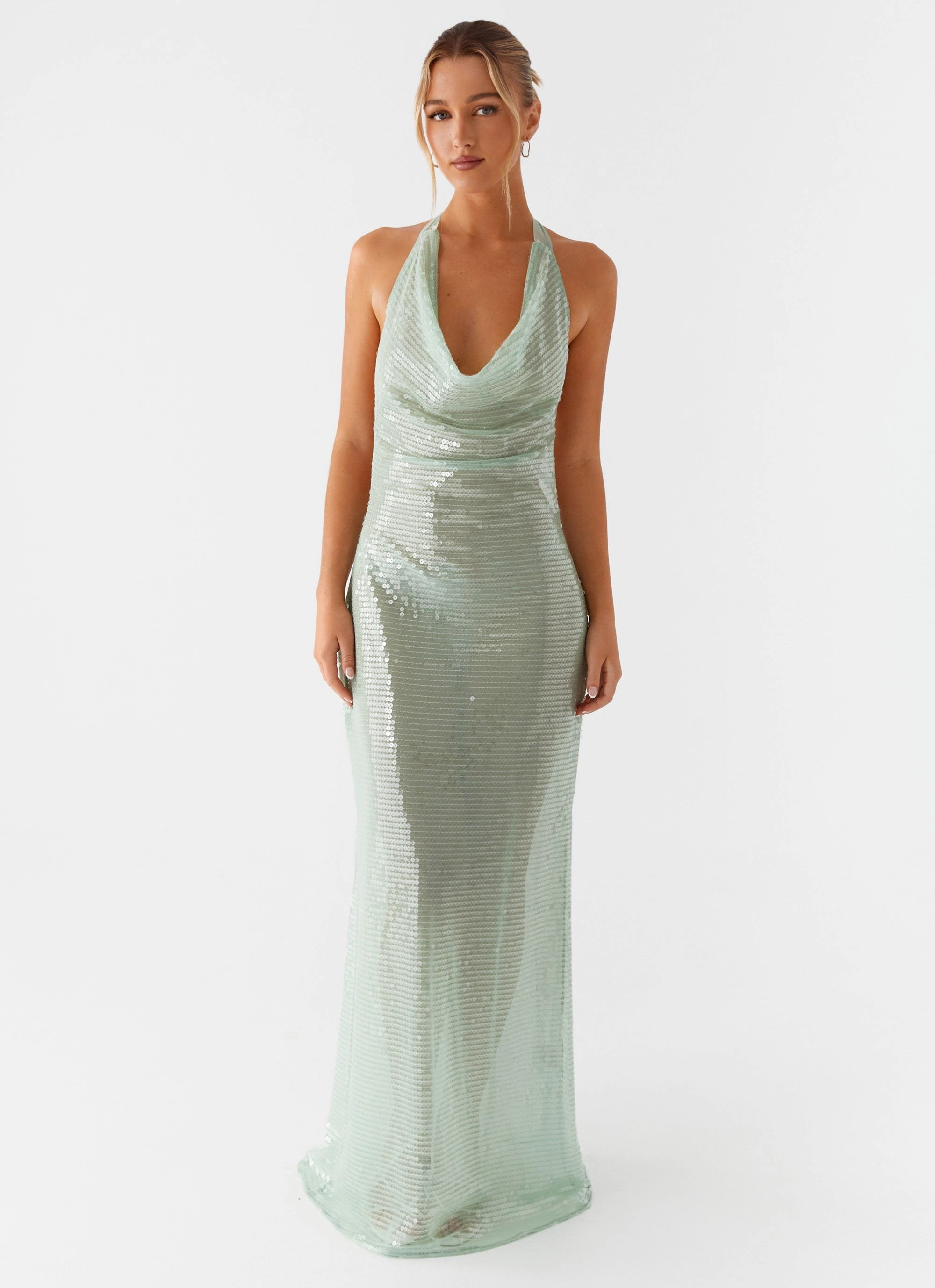 Skin Glow Above the Clouds Cowl Maxi Dress - Green