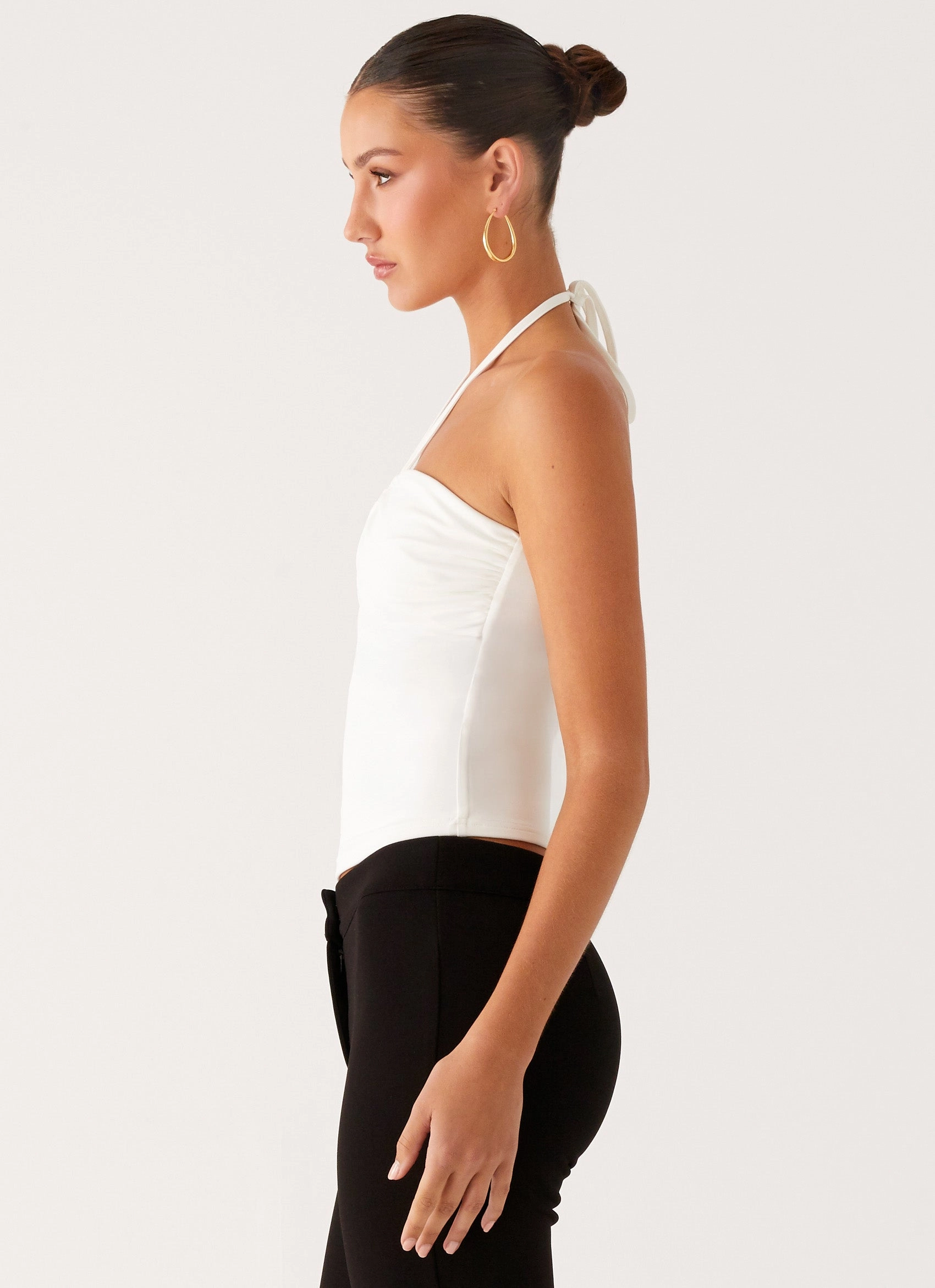 Sporty Sweatshirt FrenchTerry Good Thing Halter Top - White