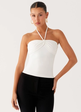 Good Thing Halter Top - White Full Coverage Fit