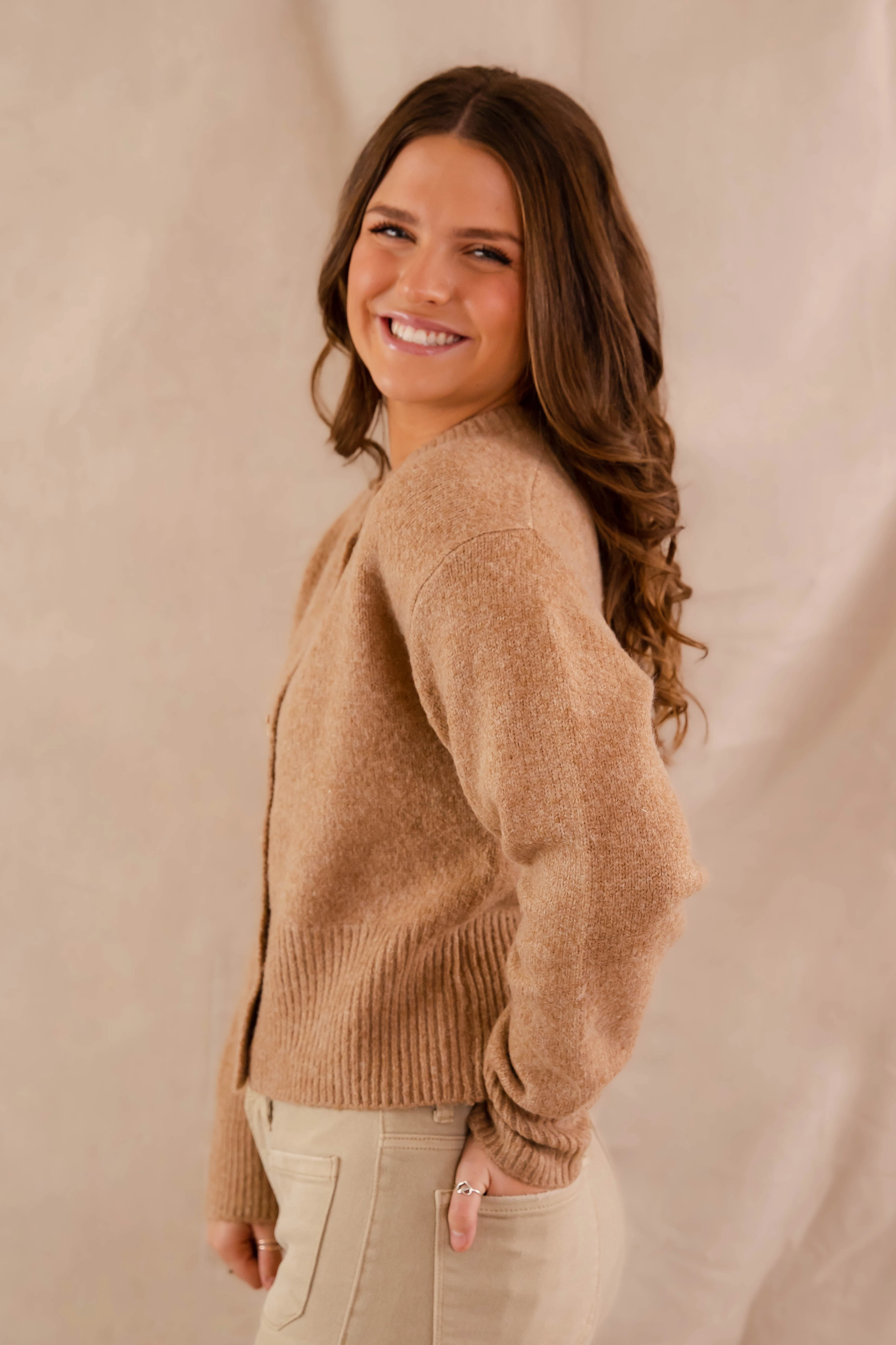 Fashionable Look Totally Smitten Cardigan-Taupe