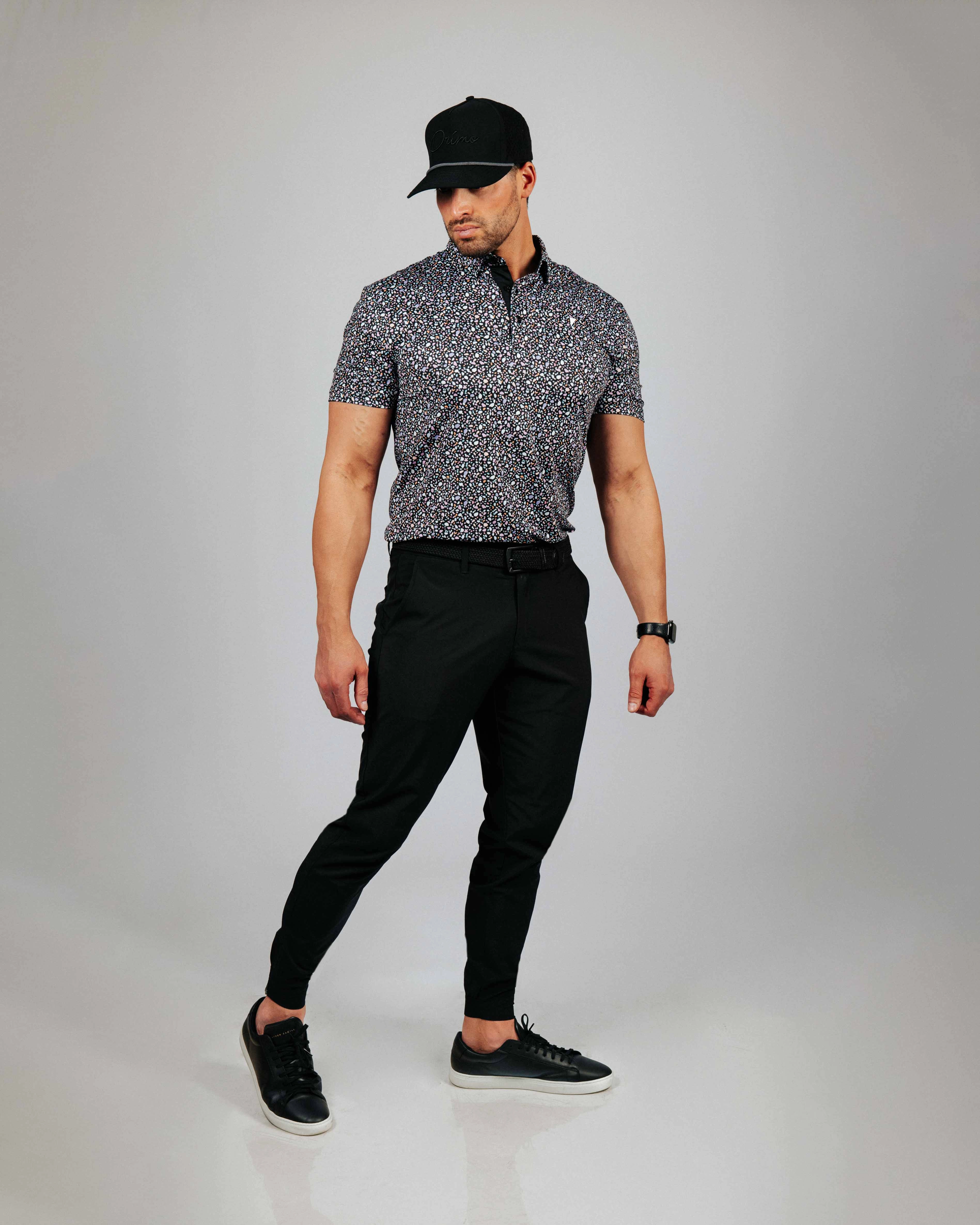 Reflective details Black Stained Glass Classic Polo