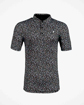 Black Stained Glass Classic Polo Tagless Collar Raw Edge Detail