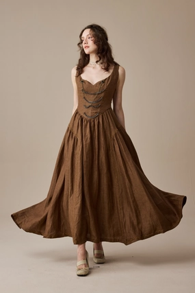 Thistle 26 |Vintage victorian corset dress with Metal Chain Soft Touch Fabric