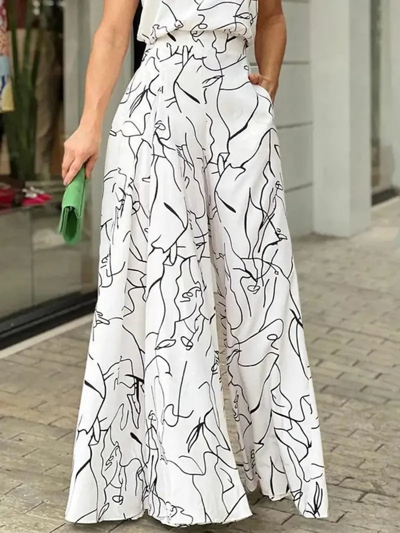 Abstract Print Sleeveless Jumpsuit