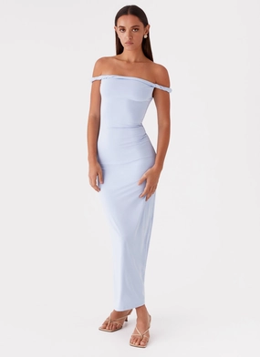 Street Casual Arabella Twist Shoulder Maxi Dress - Blue