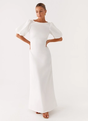 Judy Maxi Dress - White Water-resistant Winter Layering