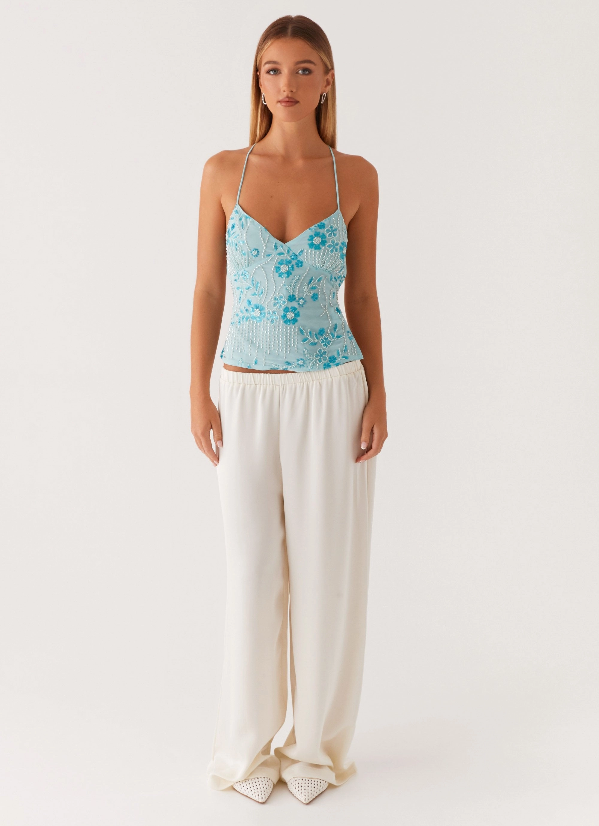 Kamilla Sequin Cami Top - Blue Sporty Tee