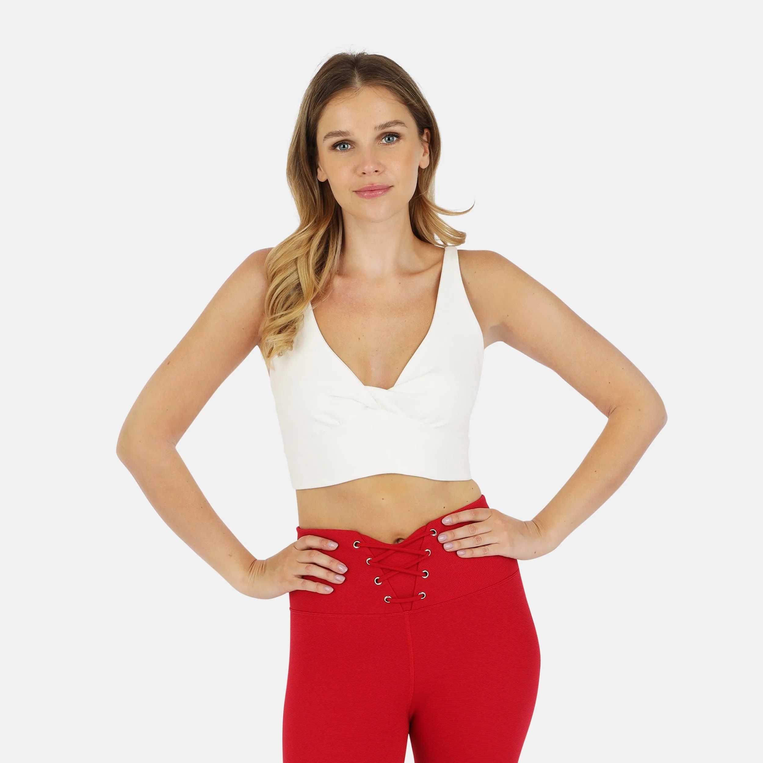 Ada Organic Cotton Twist Around Sports Bra - White