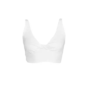 Ada Organic Cotton Twist Around Sports Bra - White