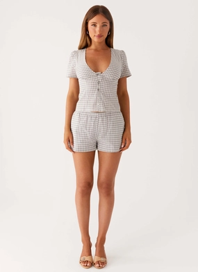 SlimFit Sport Fit Adalina Shorts - Grey Check