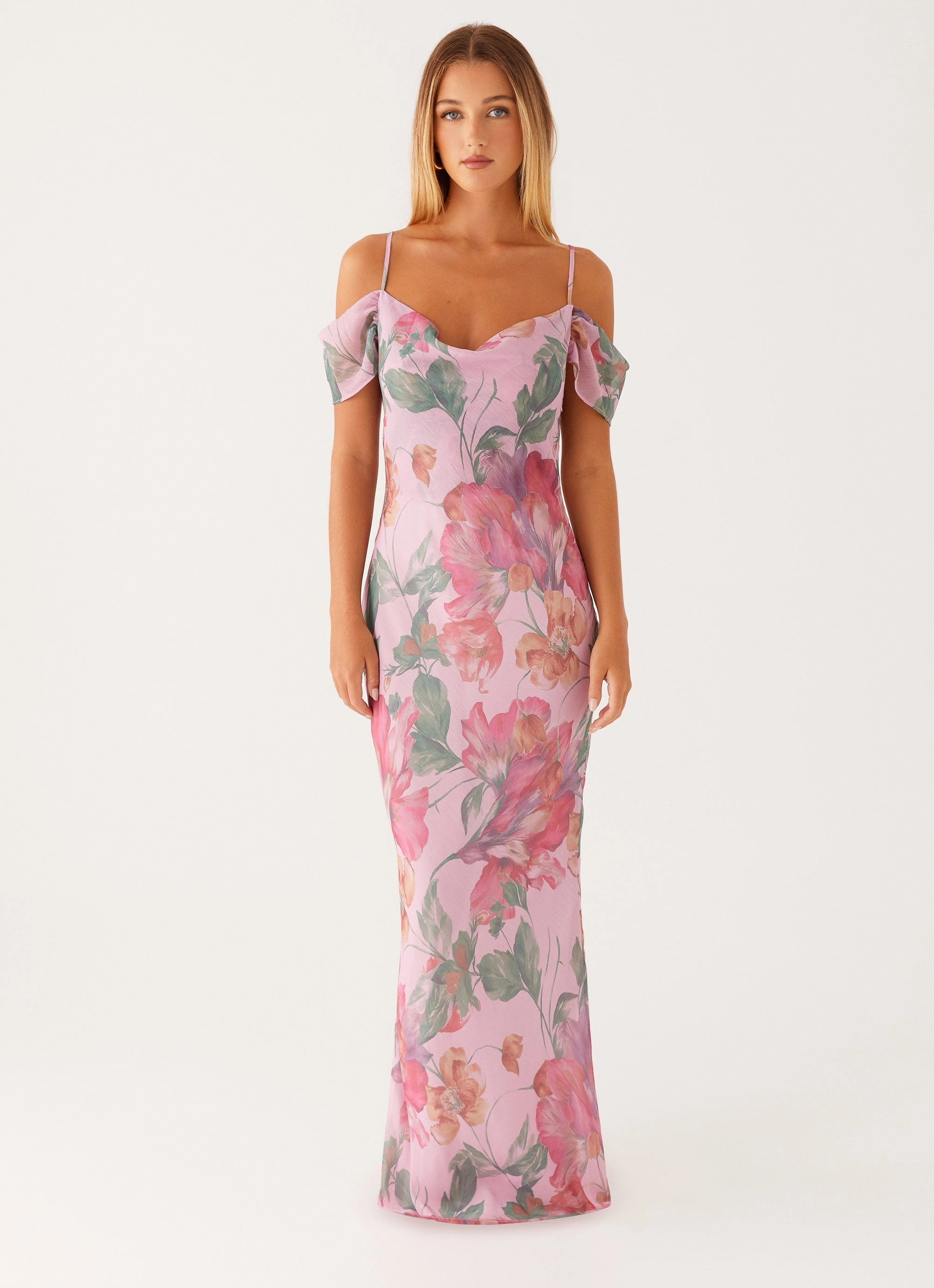 Seline Maxi Dress - Pink Floral Airy Layer