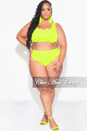 Quick Comfort Final Sale Plus Size Bikini Set in Neon Yellow