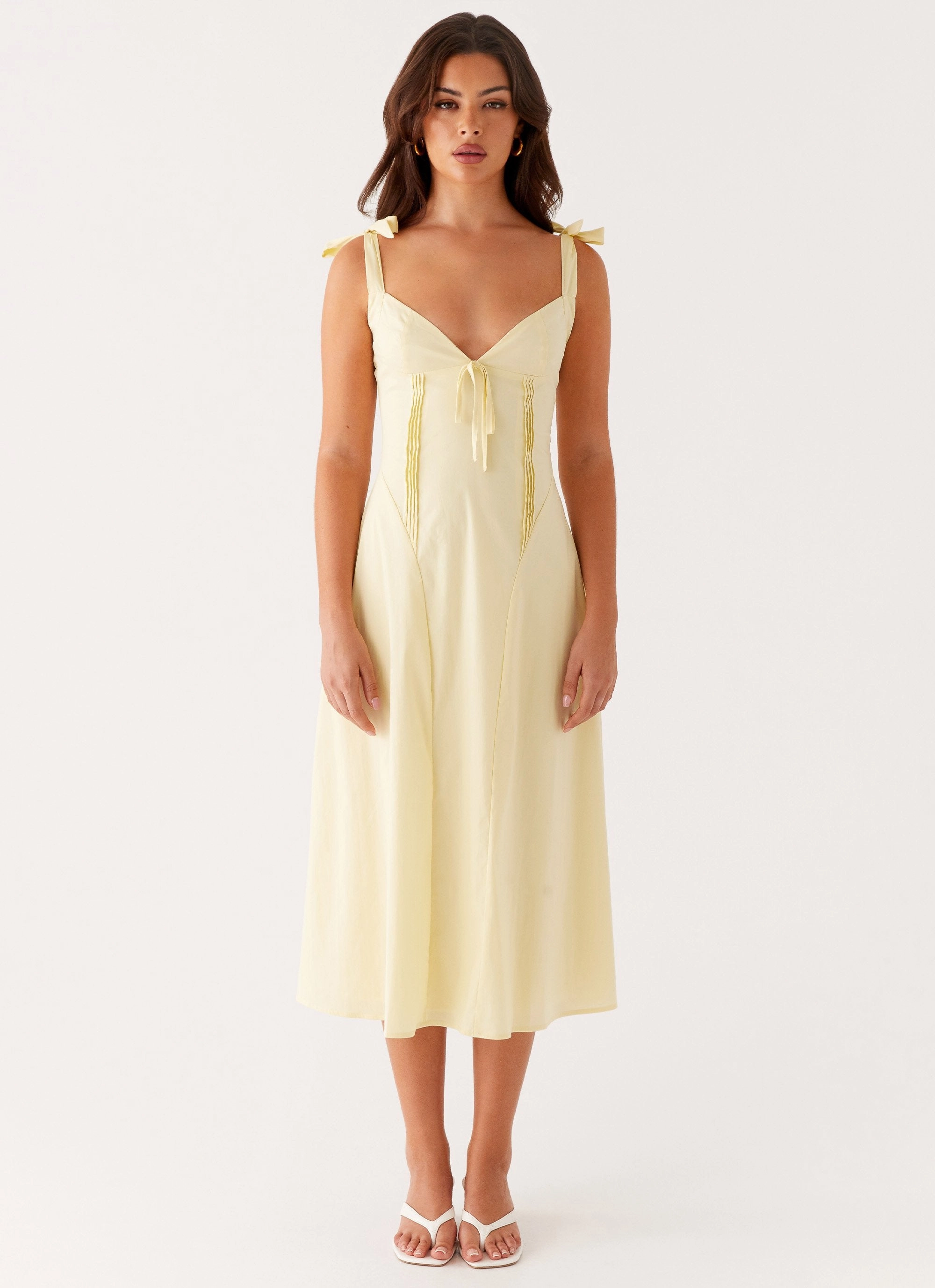 Adela Midi Dress - Yellow Formal Wear Trend Texture
