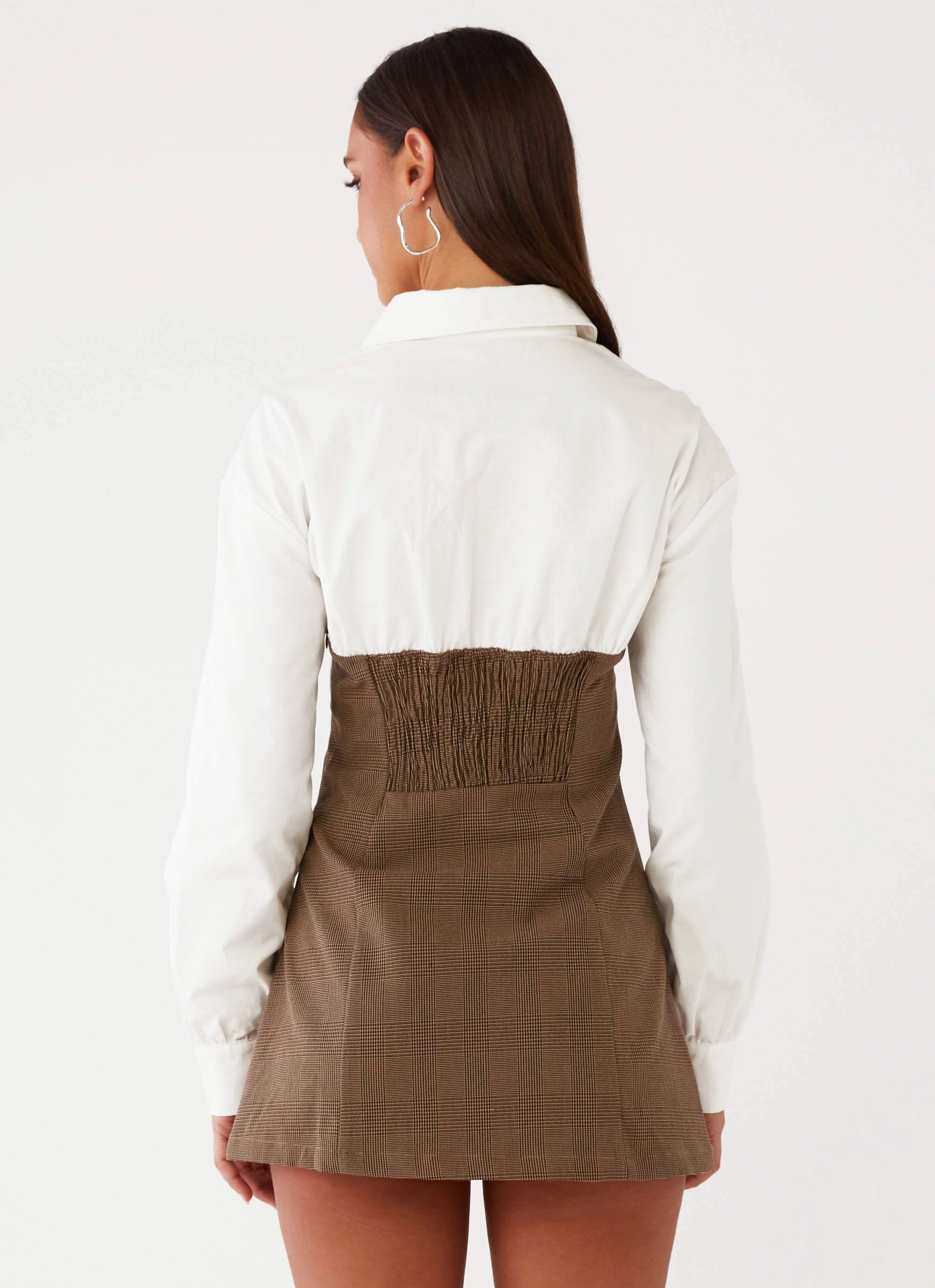 Adelaide Shirt Mini Dress - Brown Work Comfort Gender Fluid