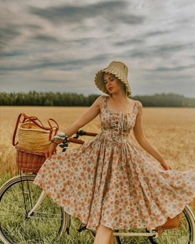 Adelia 17 | lace up daisy linen dress Ventilated Mesh Lining
