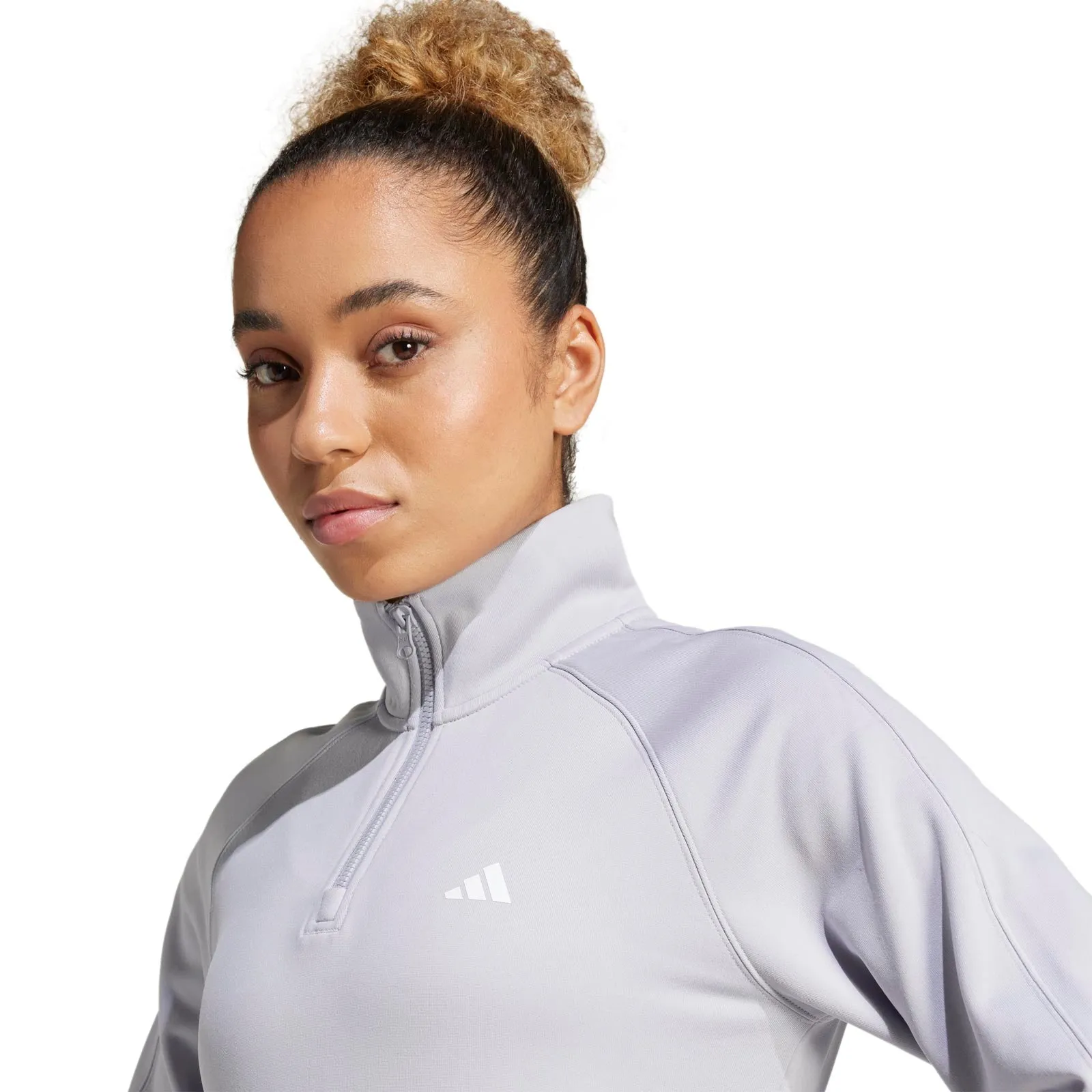 adidas Game & Go Womens Quarter-Zip Fleece Workout Top