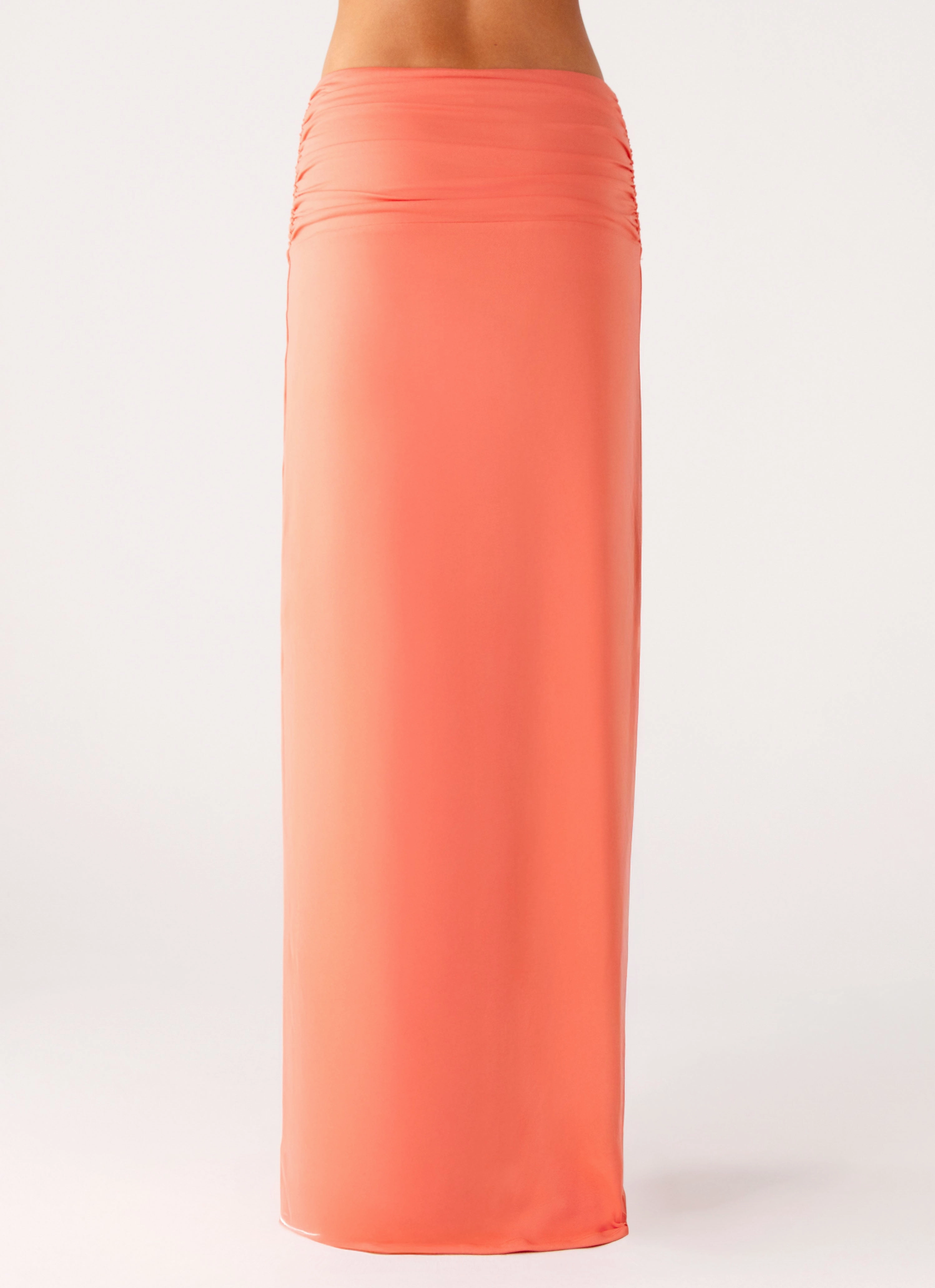 Twill Weave Texture OdorResistantFinish Elisabetta Maxi Skirt - Coral