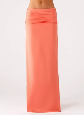 Elisabetta Maxi Skirt - Coral Lightweight Fabric