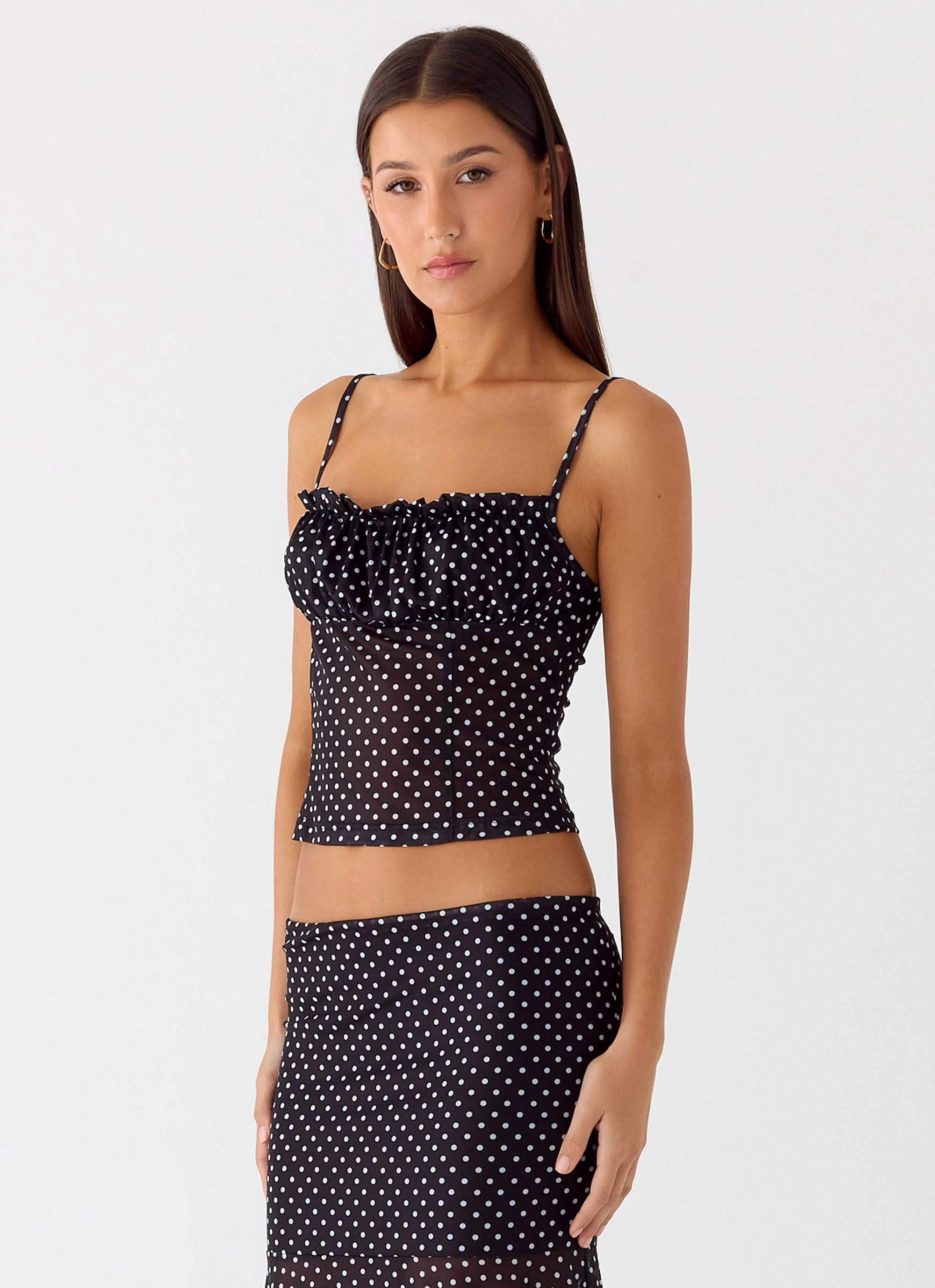 Convertible styles Quilted Interior Buffy Top - Black Polkadot