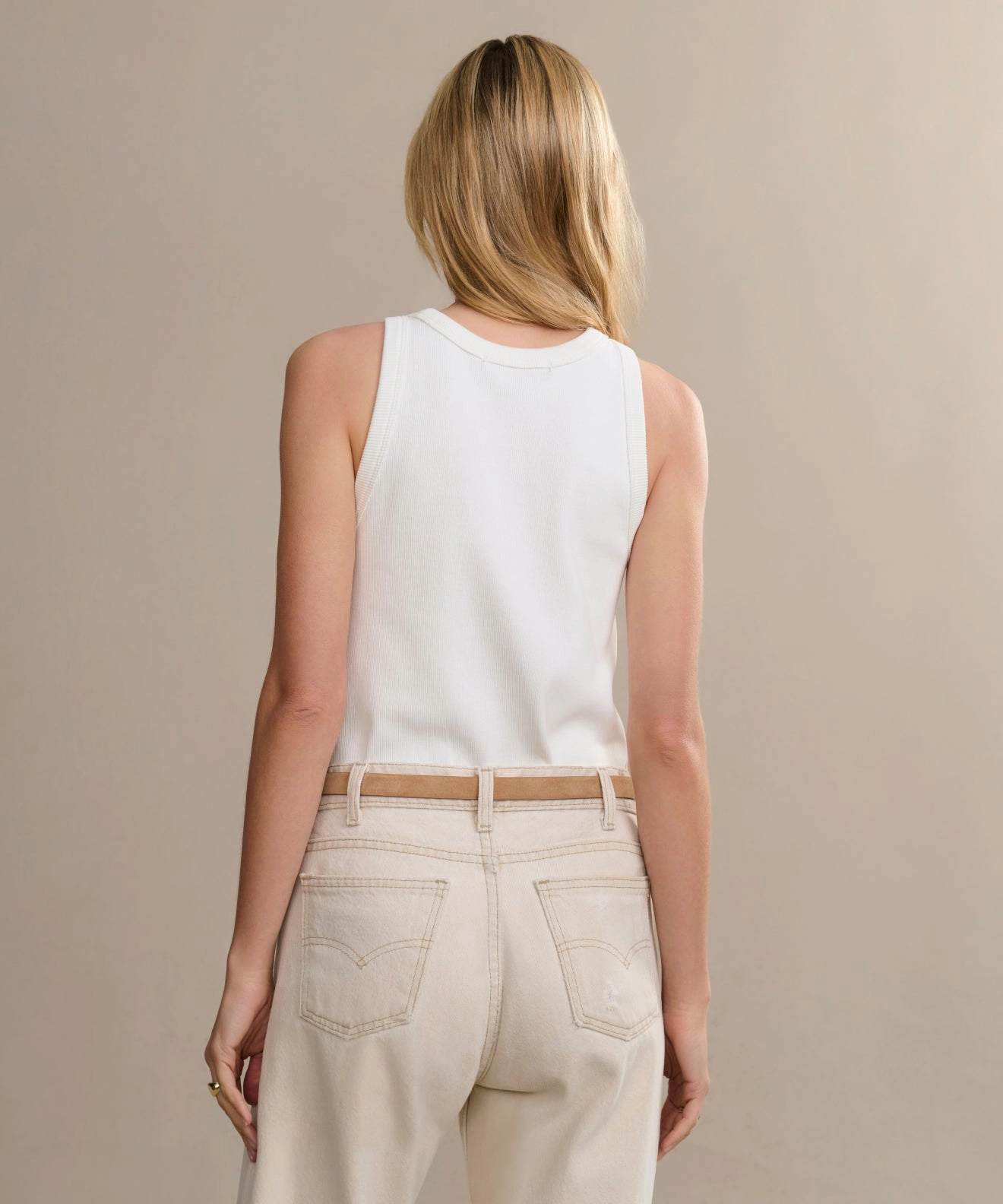 HighStretchElastic LayeredCuff Cotton Rib Tank