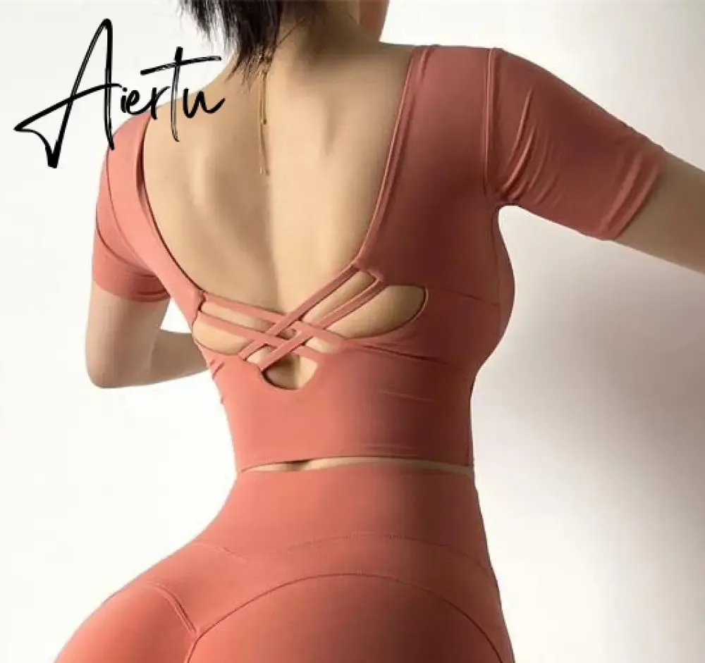 Aiertu  Cloud Hide Sexy Sports Bra Women Fitness Long Sleeve Underwear Blouse Push Up Yoga Crop Top Running Gym Shirt Winter Activewear