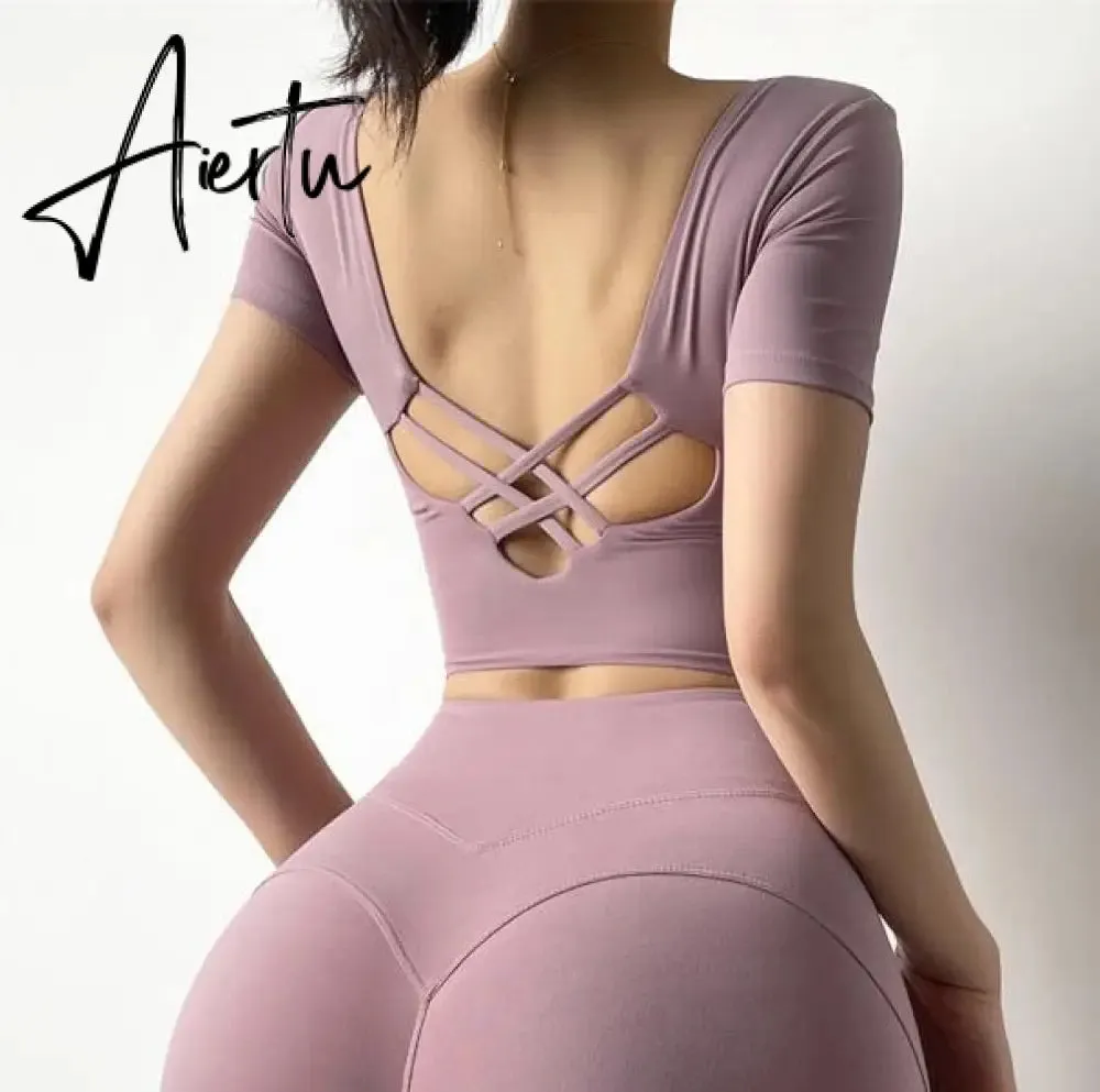 Aiertu  Cloud Hide Sexy Sports Bra Women Fitness Long Sleeve Underwear Blouse Push Up Yoga Crop Top Running Gym Shirt Winter Activewear