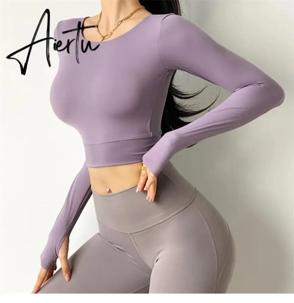 Aiertu  Cloud Hide Sexy Sports Bra Women Fitness Long Sleeve Underwear Blouse Push Up Yoga Crop Top Running Gym Shirt Winter Activewear