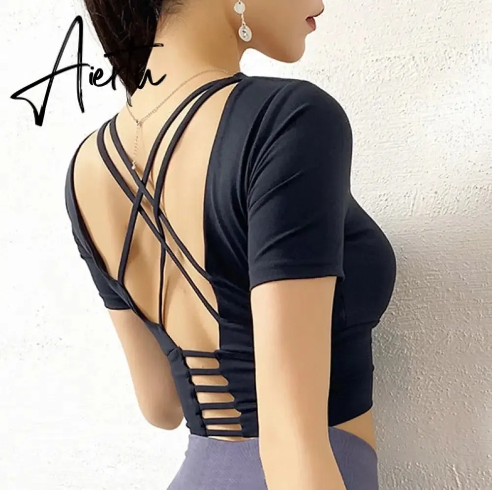 Aiertu  Cloud Hide Sexy Sports Bra Women Fitness Long Sleeve Underwear Blouse Push Up Yoga Crop Top Running Gym Shirt Winter Activewear