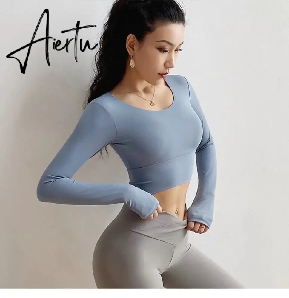 Aiertu  Cloud Hide Sexy Sports Bra Women Fitness Long Sleeve Underwear Blouse Push Up Yoga Crop Top Running Gym Shirt Winter Activewear