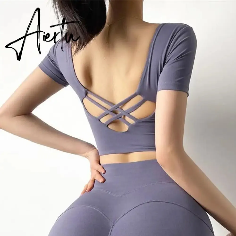 Aiertu  Cloud Hide Sexy Sports Bra Women Fitness Long Sleeve Underwear Blouse Push Up Yoga Crop Top Running Gym Shirt Winter Activewear