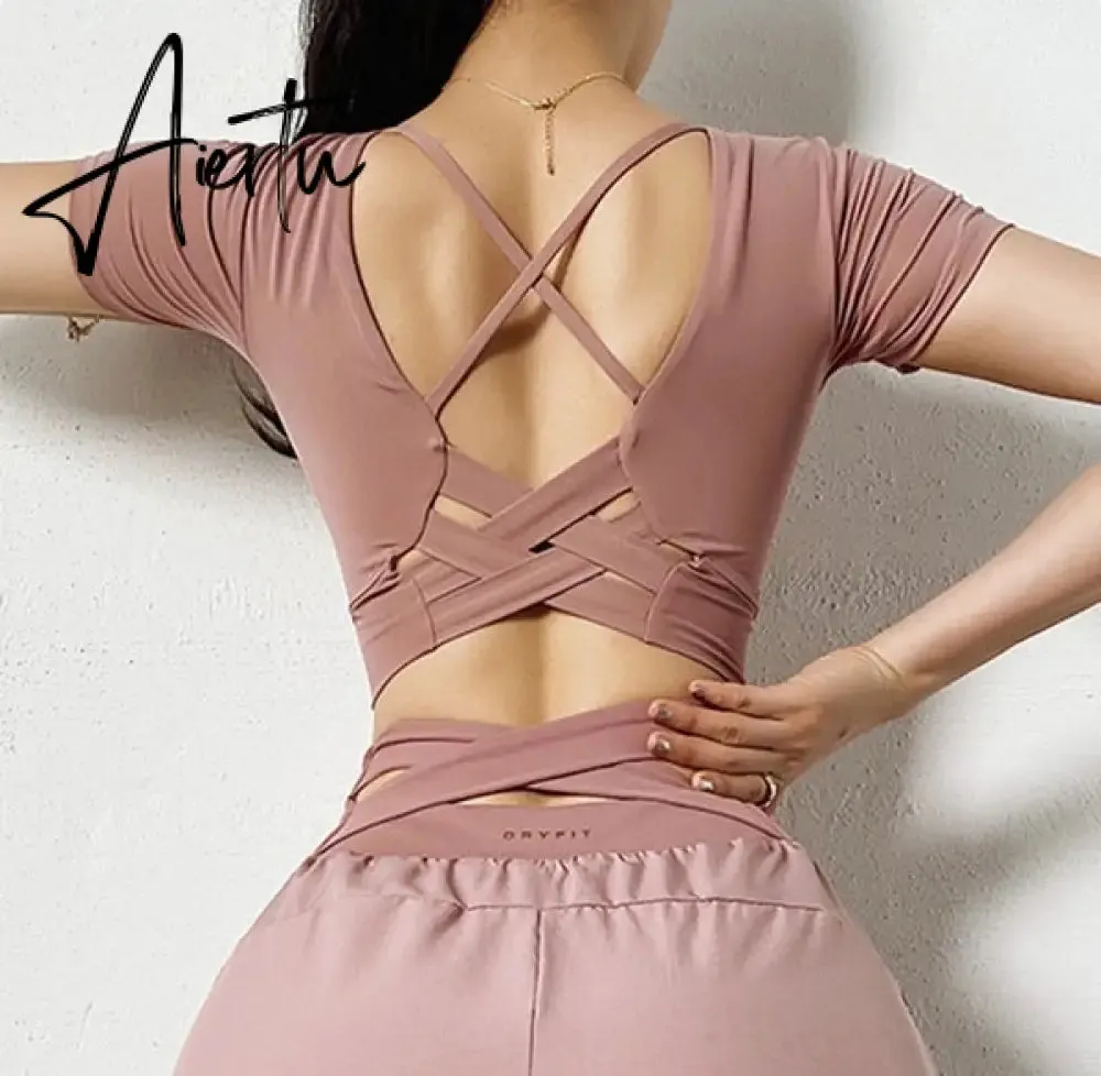 Aiertu  Cloud Hide Sexy Sports Bra Women Fitness Long Sleeve Underwear Blouse Push Up Yoga Crop Top Running Gym Shirt Winter Activewear